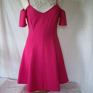 She + Sky pink cold shoulder fit and flare dress